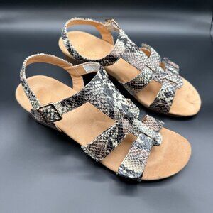 Vionic Glenda Wedge Orthaheel Natural Snake Print Sandals Size 9